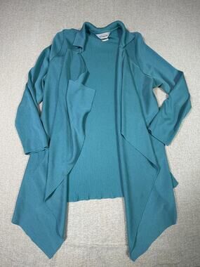 Exclusively Misook Women XL Blue Open Front Lightweight Officewear  Cardigan
